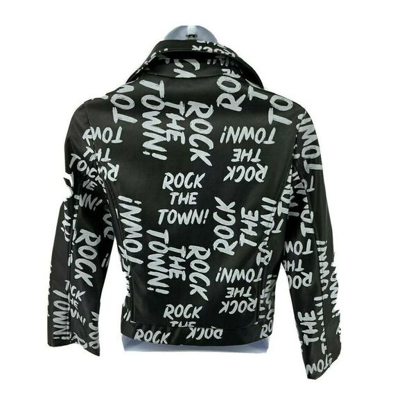 Disney D-Signed Girls Large Black Moto Faux Leather Jacket Rock the Town - Picture 2 of 11